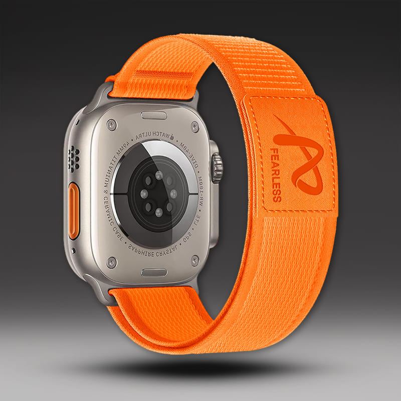 Correa de nailon con etiqueta de cuero para exteriores para Apple Watch