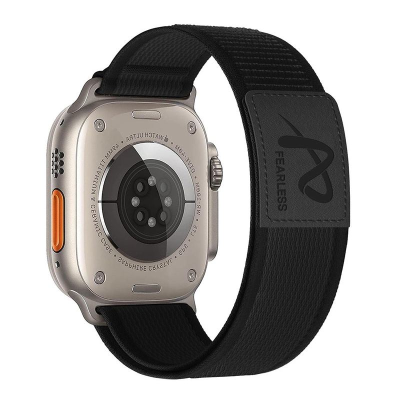 Correa de nailon con etiqueta de cuero para exteriores para Apple Watch