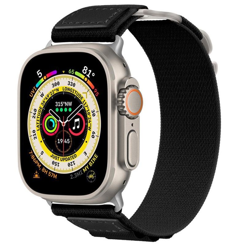 „Outdoor Band“ Alpine Nylon Sport Loop mit Leder für Apple Watch 