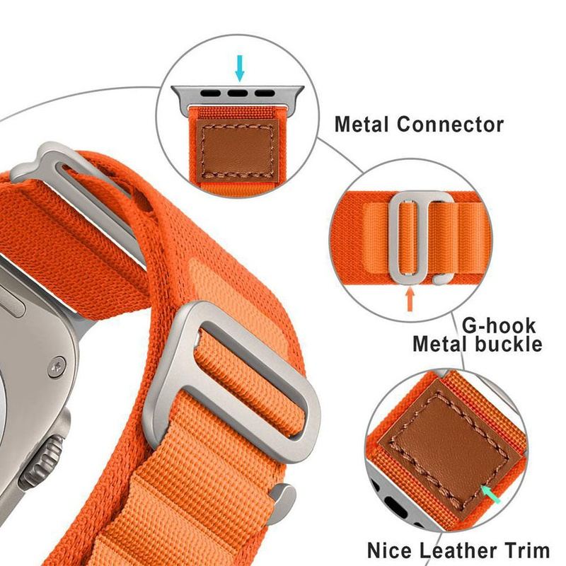 Correa deportiva Alpine de nailon con correa de cuero para Apple Watch "Outdoor Band" 