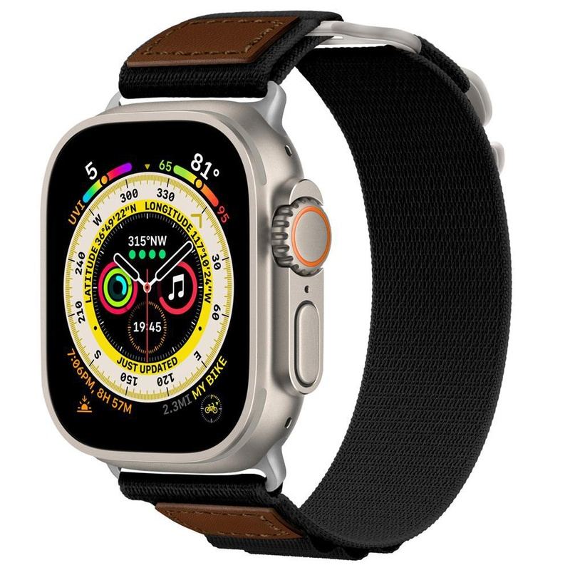 „Outdoor Band“ Alpine Nylon Sport Loop mit Leder für Apple Watch 