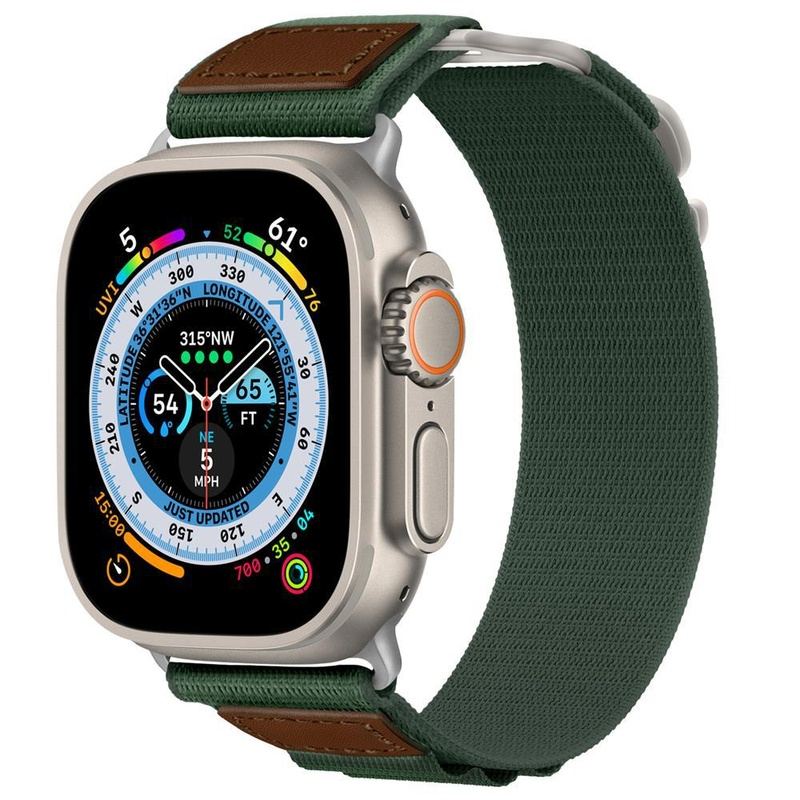 „Outdoor Band“ Alpine Nylon Sport Loop mit Leder für Apple Watch 