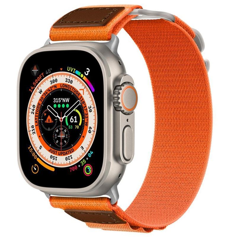 „Outdoor Band“ Alpine Nylon Sport Loop mit Leder für Apple Watch 