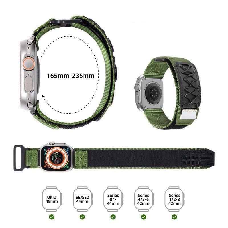 "Outdoor Watch Band" Leder-Nylonarmband für Apple Watch