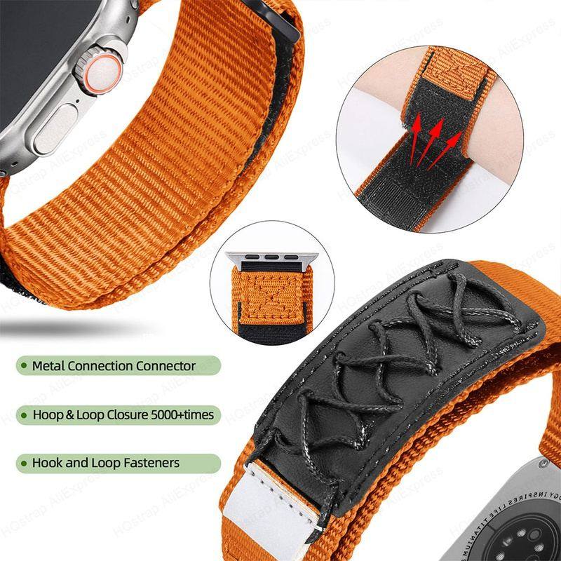 "Outdoor Watch Band" Leather Nylon Band for Apple Watch