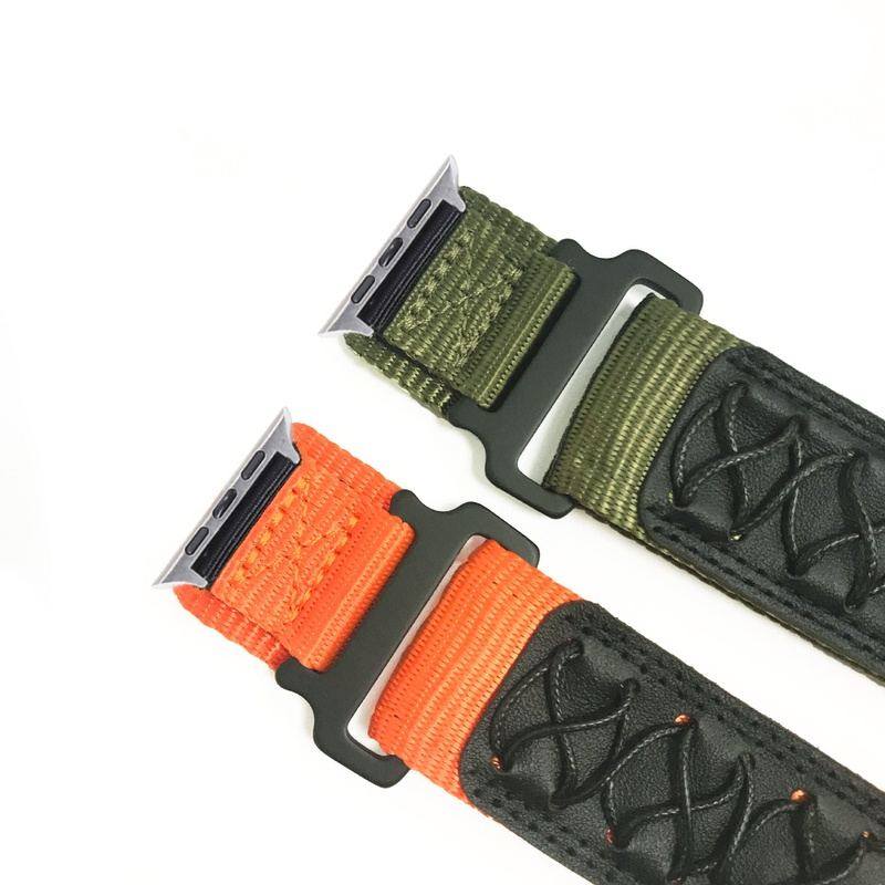 "Outdoor Watch Band" Leather Nylon Band for Apple Watch