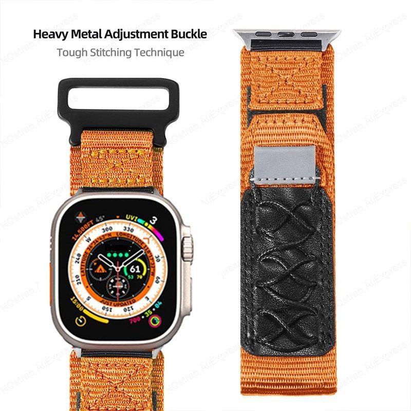 "Outdoor Watch Band" Leather Nylon Band for Apple Watch