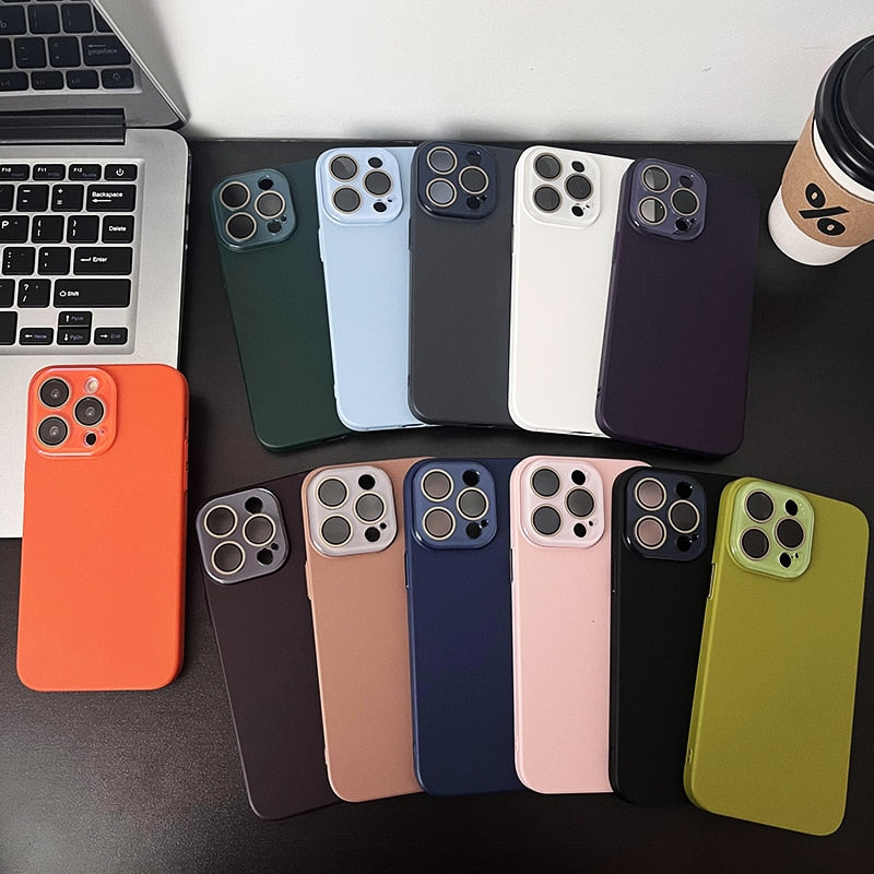 Funda protectora para iPhone suave y sedosa con cámara 