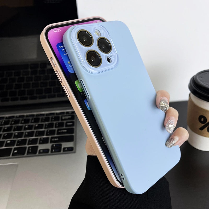 Funda protectora para iPhone suave y sedosa con cámara 