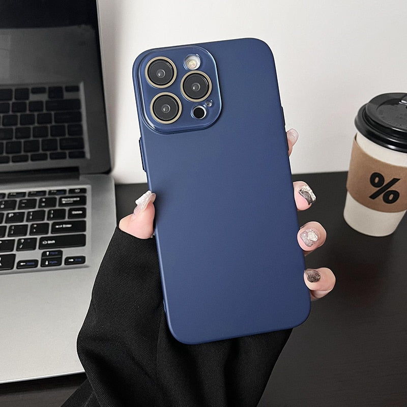 Funda protectora para iPhone suave y sedosa con cámara 