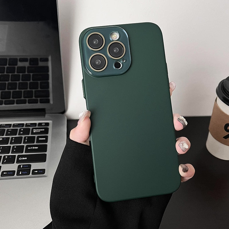 Funda protectora para iPhone suave y sedosa con cámara 