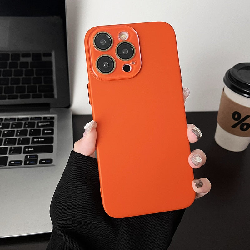 Funda protectora para iPhone suave y sedosa con cámara 