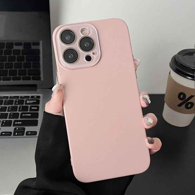 Funda protectora para iPhone suave y sedosa con cámara 