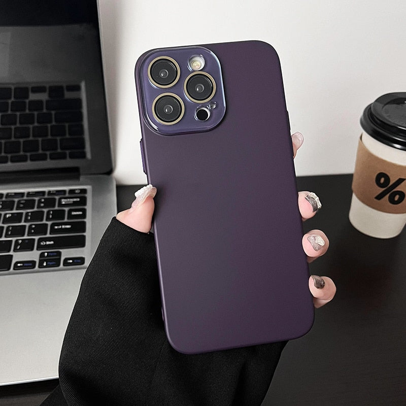 Funda protectora para iPhone suave y sedosa con cámara 