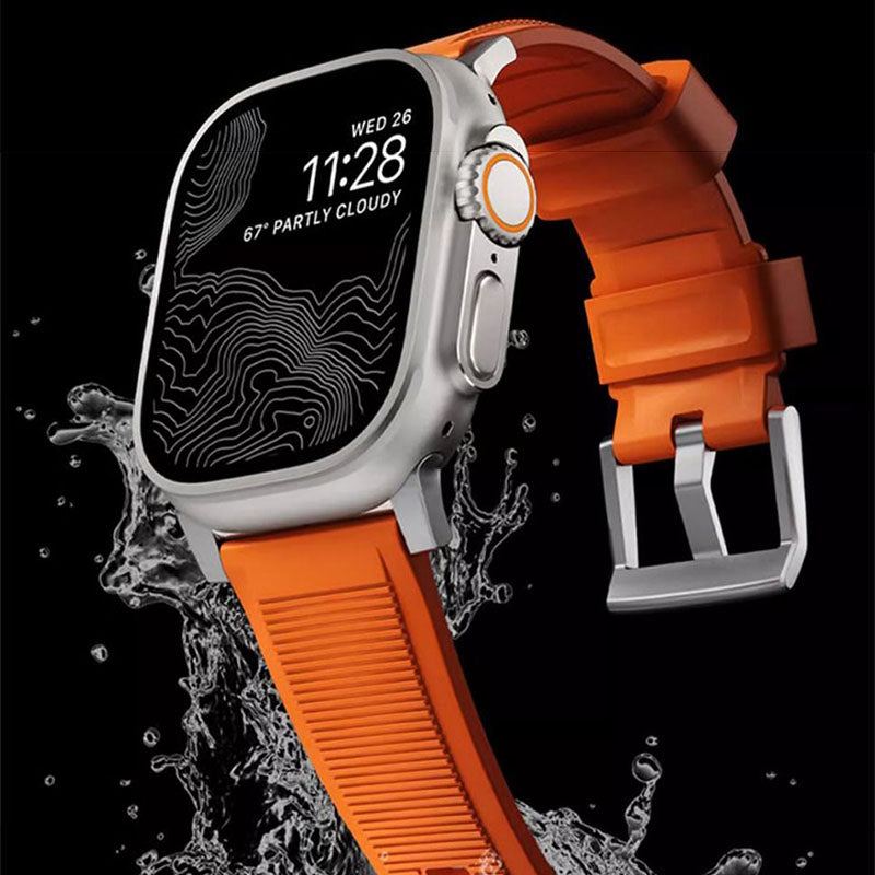 Correa de silicona resistente al agua con diseño de rayas horizontales deportivas para Apple Watch