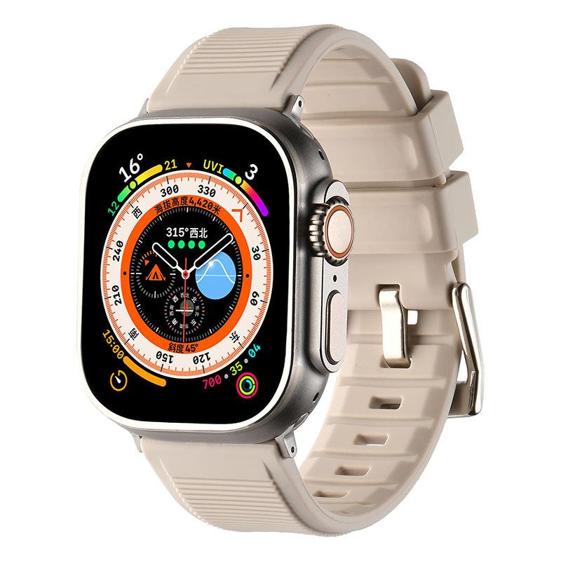 Correa de silicona resistente al agua con diseño de rayas horizontales deportivas para Apple Watch