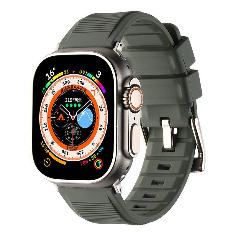 Correa de silicona resistente al agua con diseño de rayas horizontales deportivas para Apple Watch