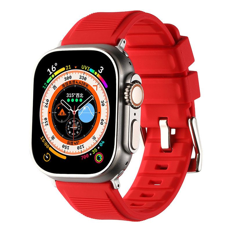 Correa de silicona resistente al agua con diseño de rayas horizontales deportivas para Apple Watch