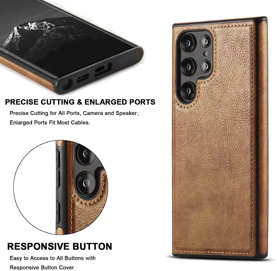 Funda Samsung con capa de cuero cosida en la parte superior 