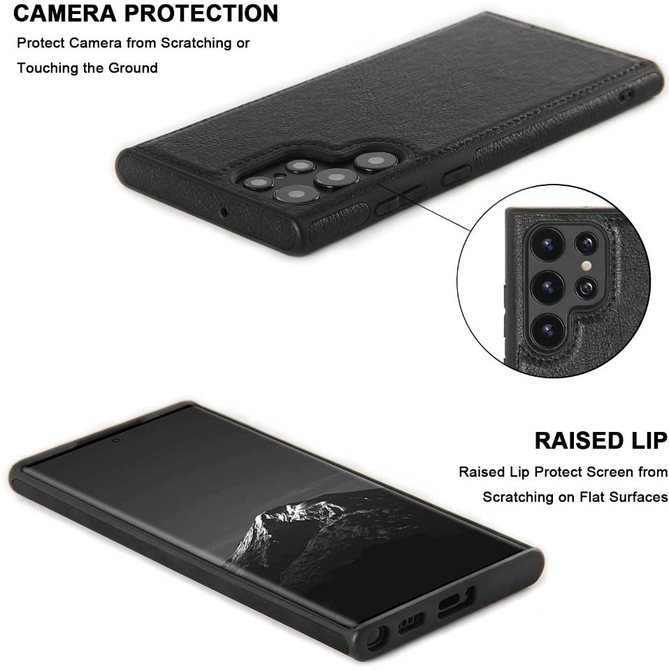 Funda Samsung con capa de cuero cosida en la parte superior 