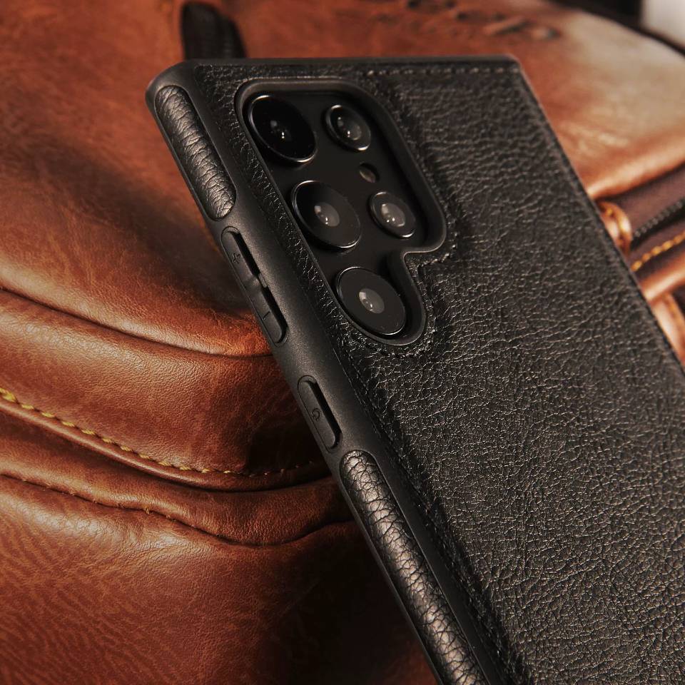 Funda Samsung con capa de cuero cosida en la parte superior 