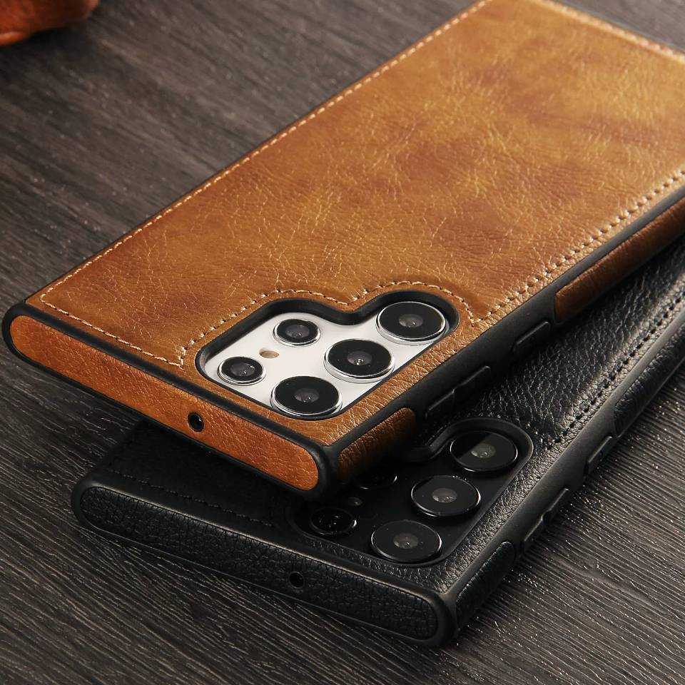 Stitched Top Leather Layer Samsung Case