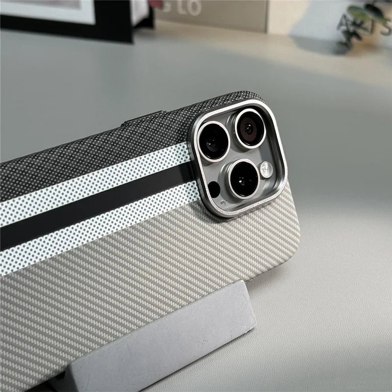 Striped Carbon Fiber Pattern iPhone Case