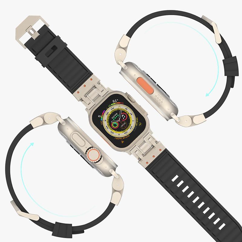 Correa de silicona a rayas con conector de aleación de zinc para Apple Watch