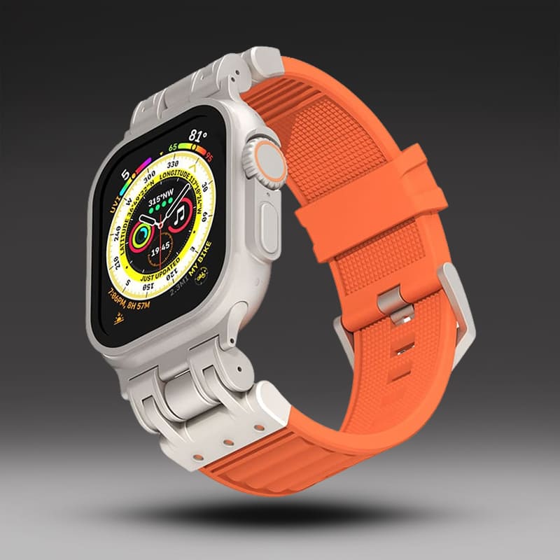 Striped Silicone Band With Zinc Alloy Connector For Apple Watch