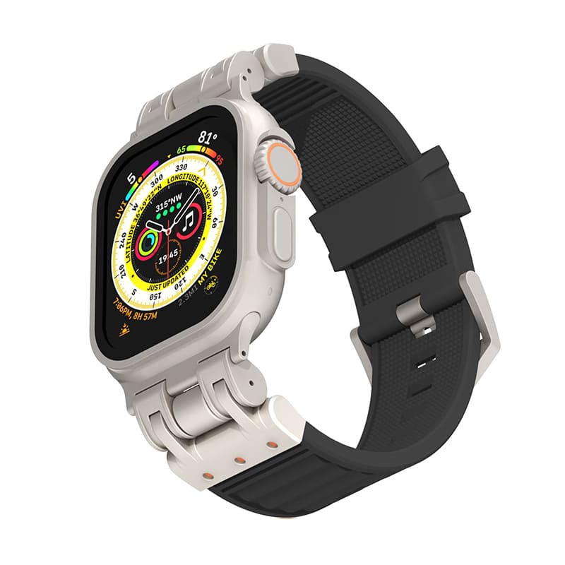 Striped Silicone Band With Zinc Alloy Connector For Apple Watch