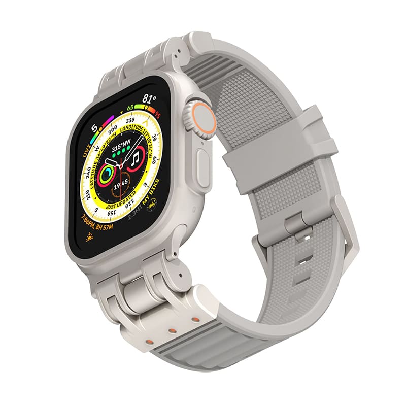 Striped Silicone Band With Zinc Alloy Connector For Apple Watch