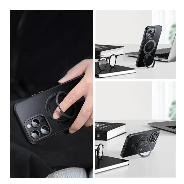 Strong Magnetic Rotatable Metal Bracket iPhone Case