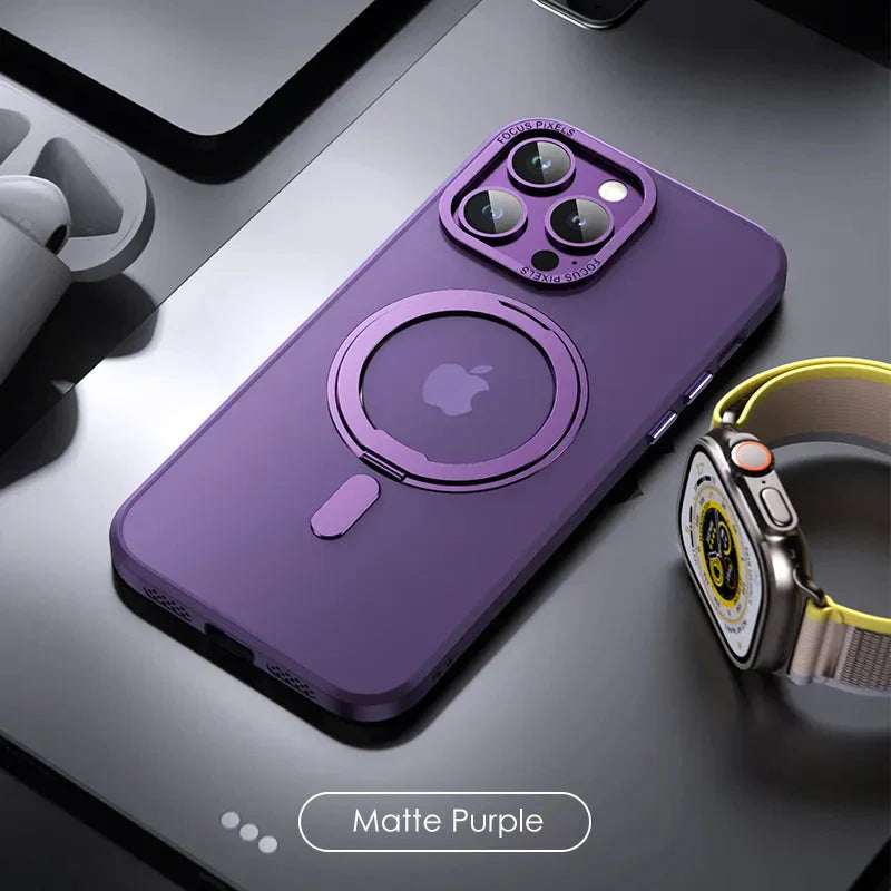 Strong Magnetic Rotatable Metal Bracket iPhone Case