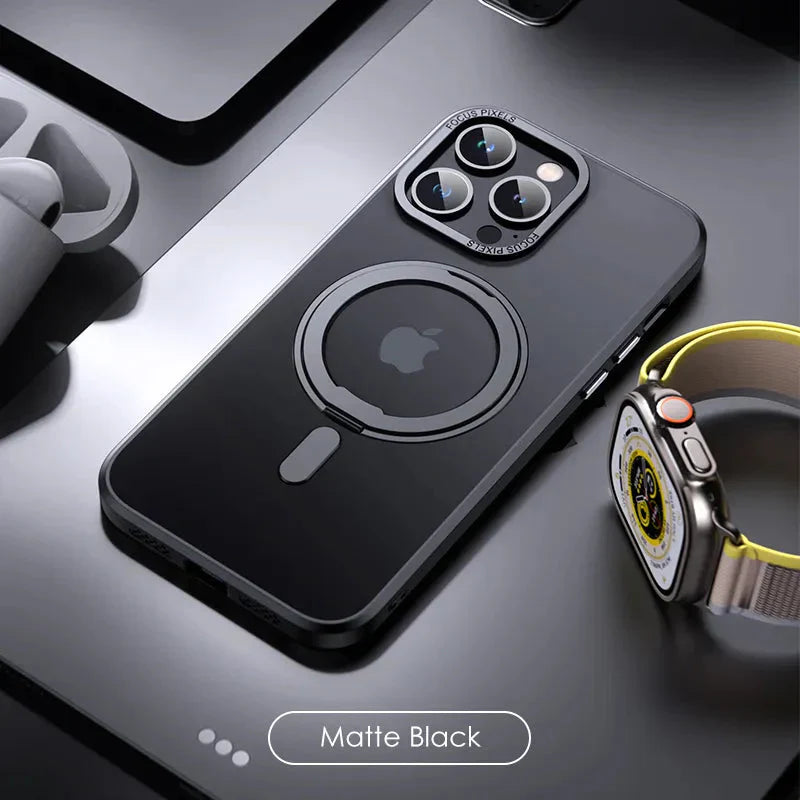 Strong Magnetic Rotatable Metal Bracket iPhone Case