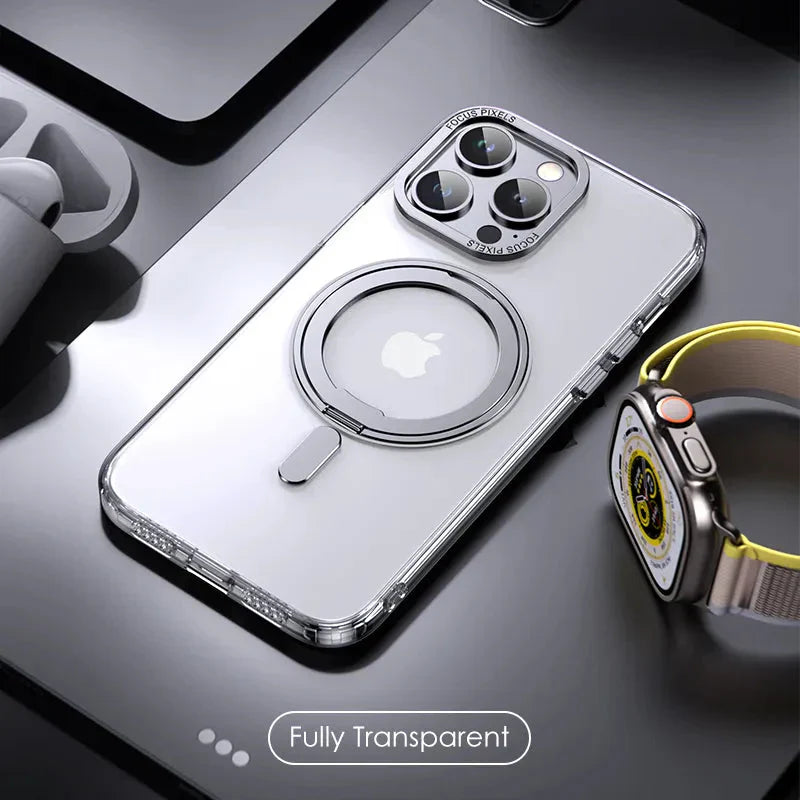 Strong Magnetic Rotatable Metal Bracket iPhone Case