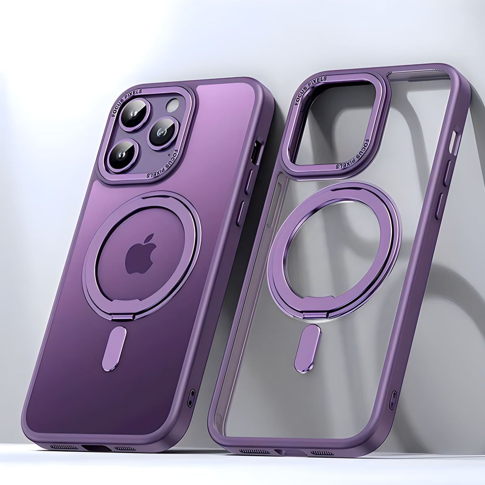 Funda para iPhone con soporte giratorio de metal y fuerte imán 