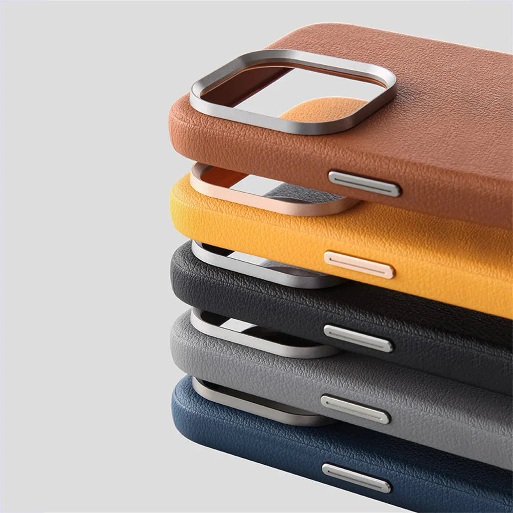 Synthetic Leather Metal Buttons Camera iPhone Case