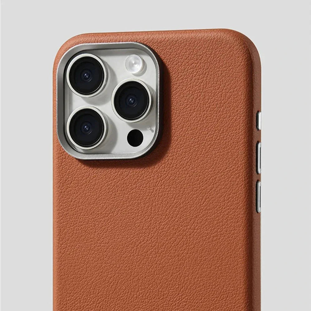 Synthetic Leather Metal Buttons Camera iPhone Case