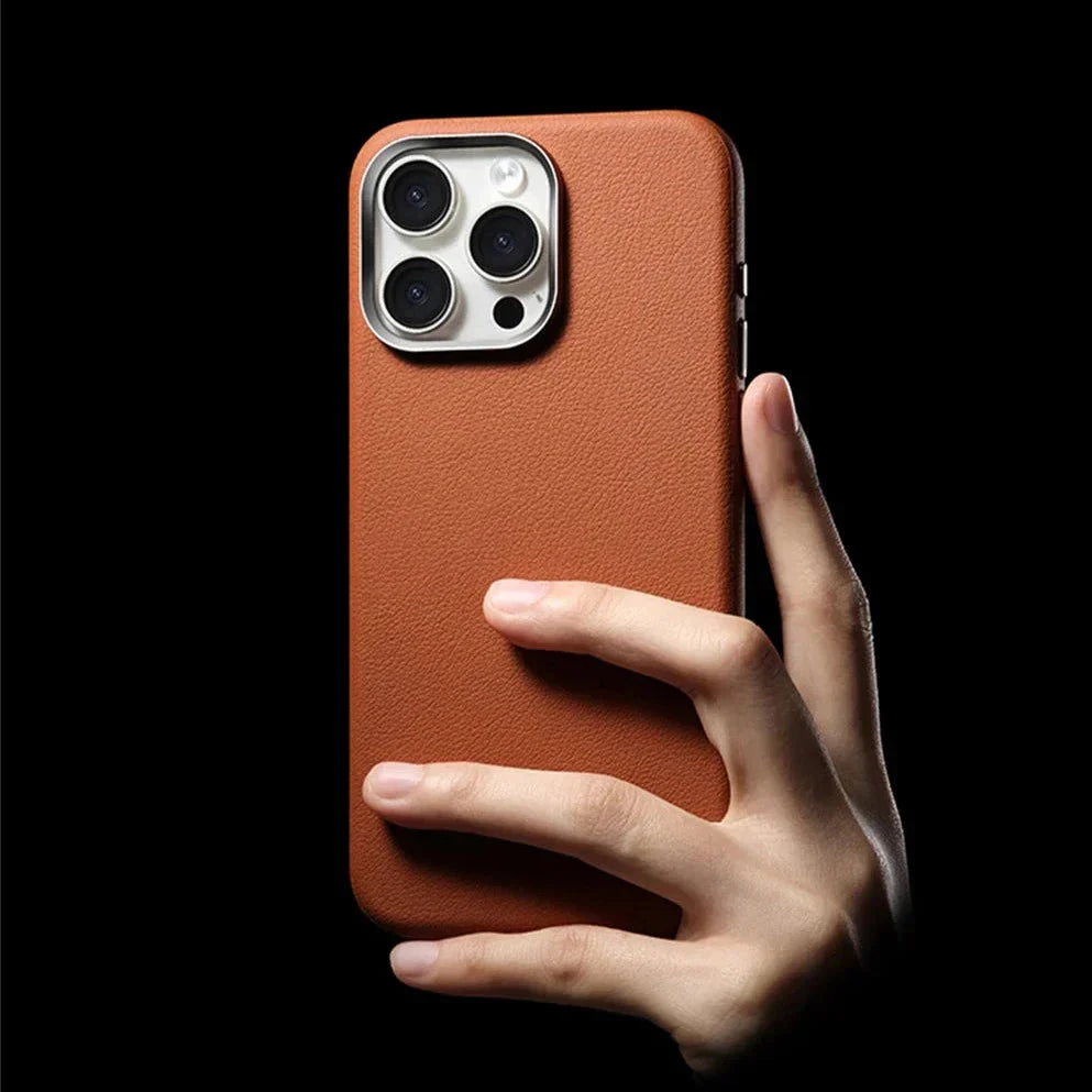 Synthetic Leather Metal Buttons Camera iPhone Case