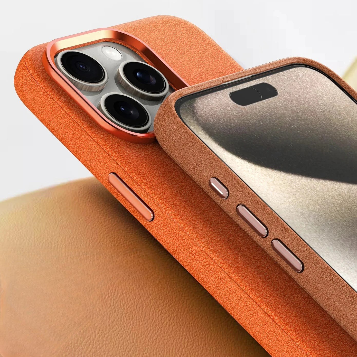 Synthetic Leather Metal Buttons Camera iPhone Case