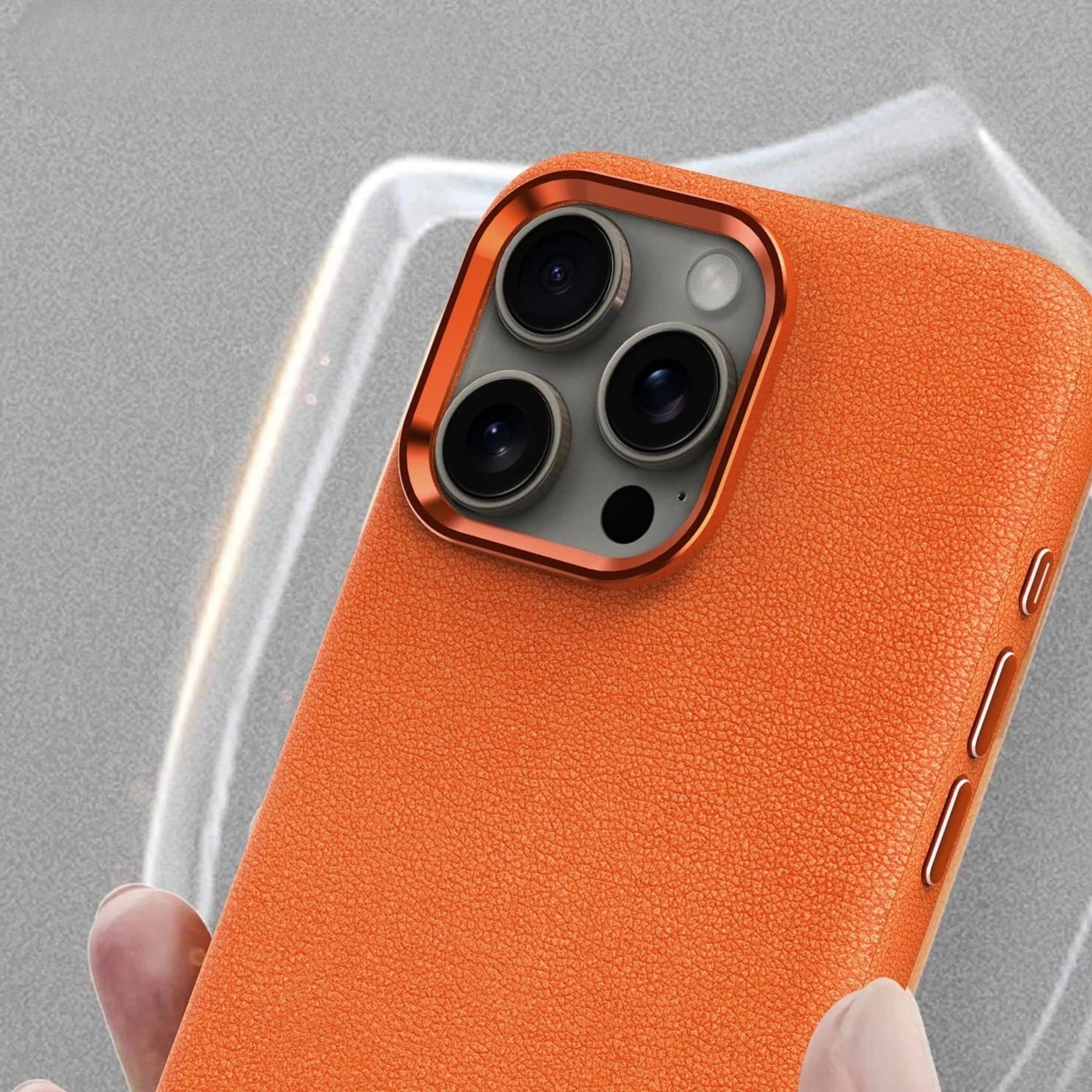 Funda para iPhone con botones de metal y cuero sintético 