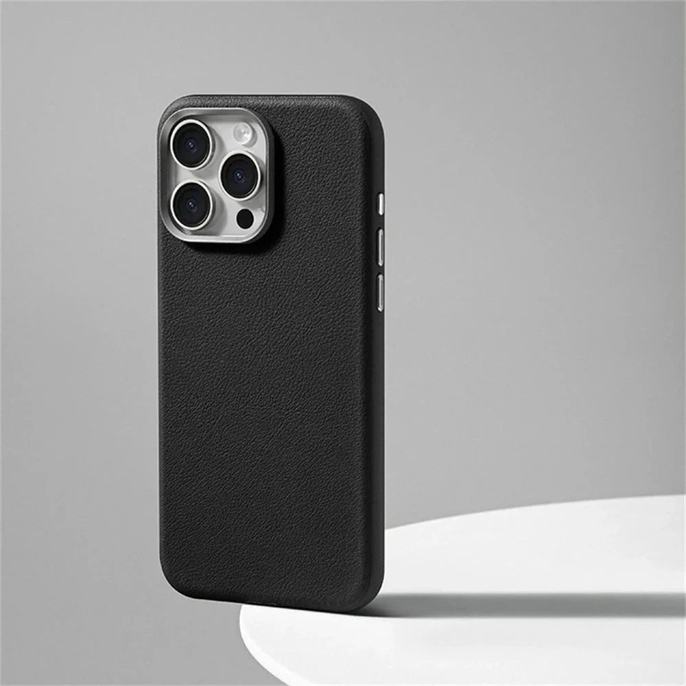 Synthetic Leather Metal Buttons Camera iPhone Case