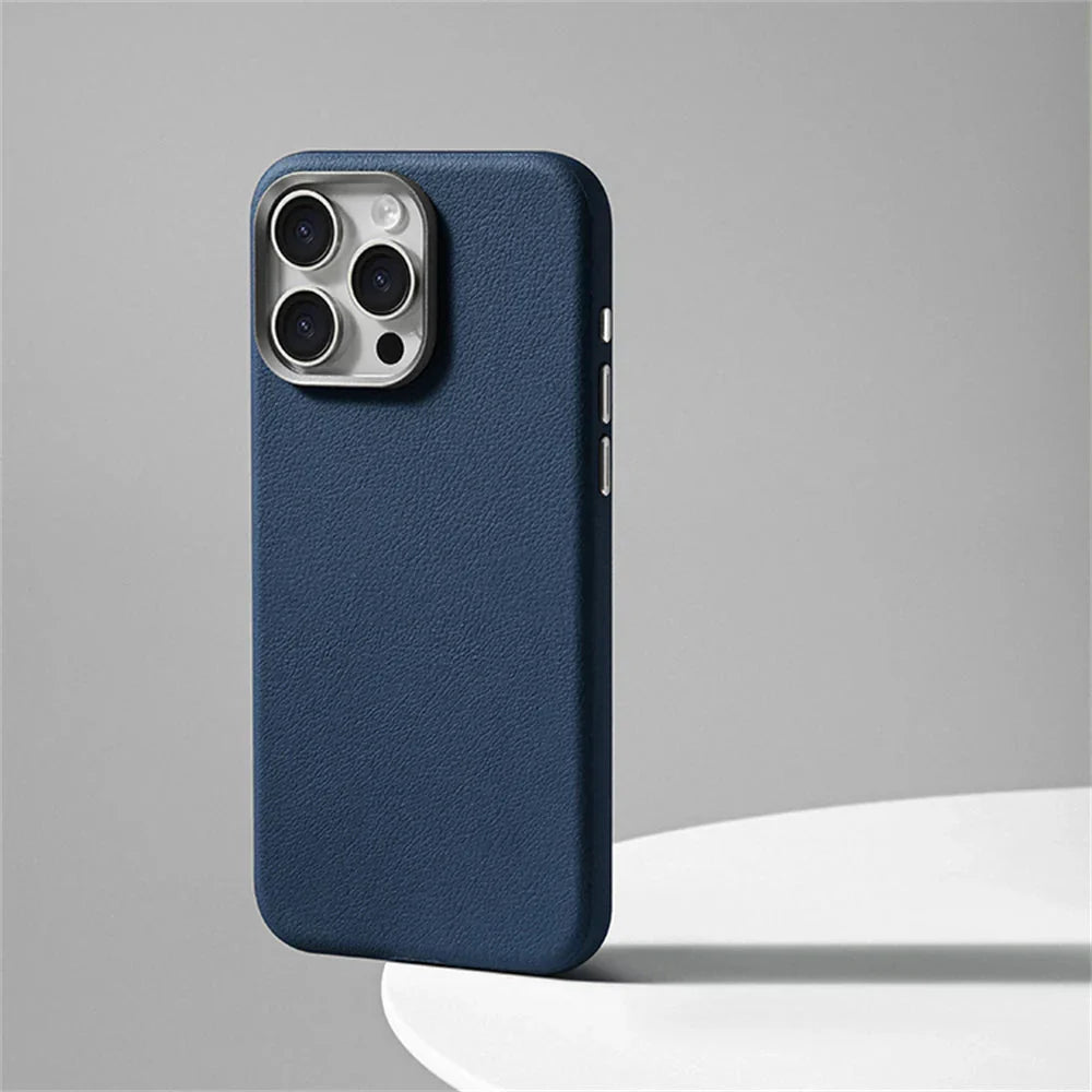 Synthetic Leather Metal Buttons Camera iPhone Case