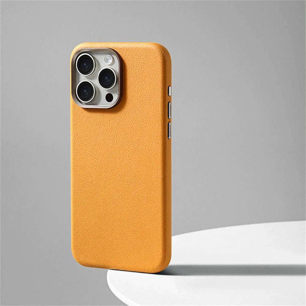 Synthetic Leather Metal Buttons Camera iPhone Case