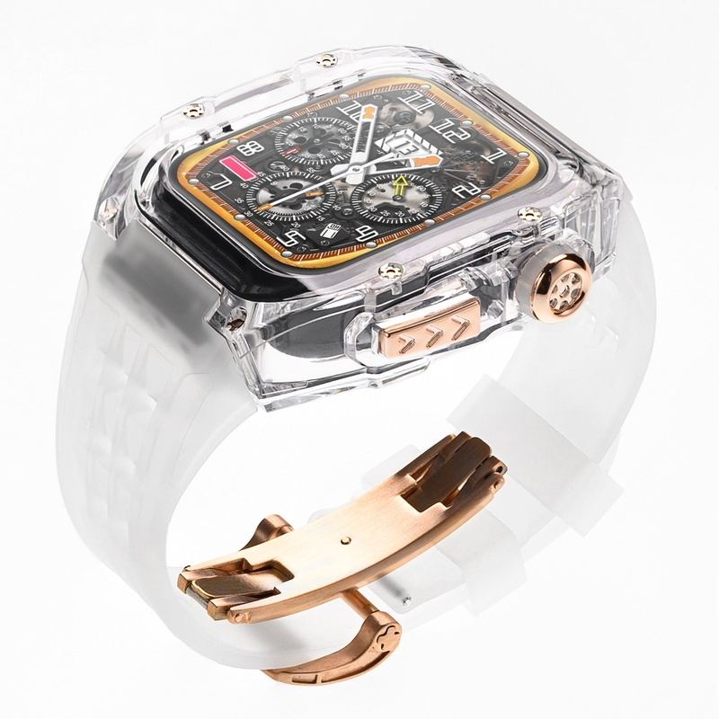 Estuche transparente modificado con cierre de mariposa para Apple Watch 