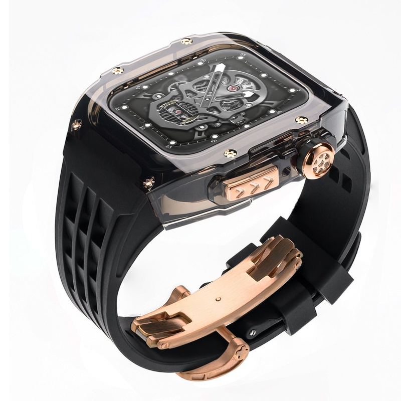 Estuche transparente modificado con cierre de mariposa para Apple Watch 