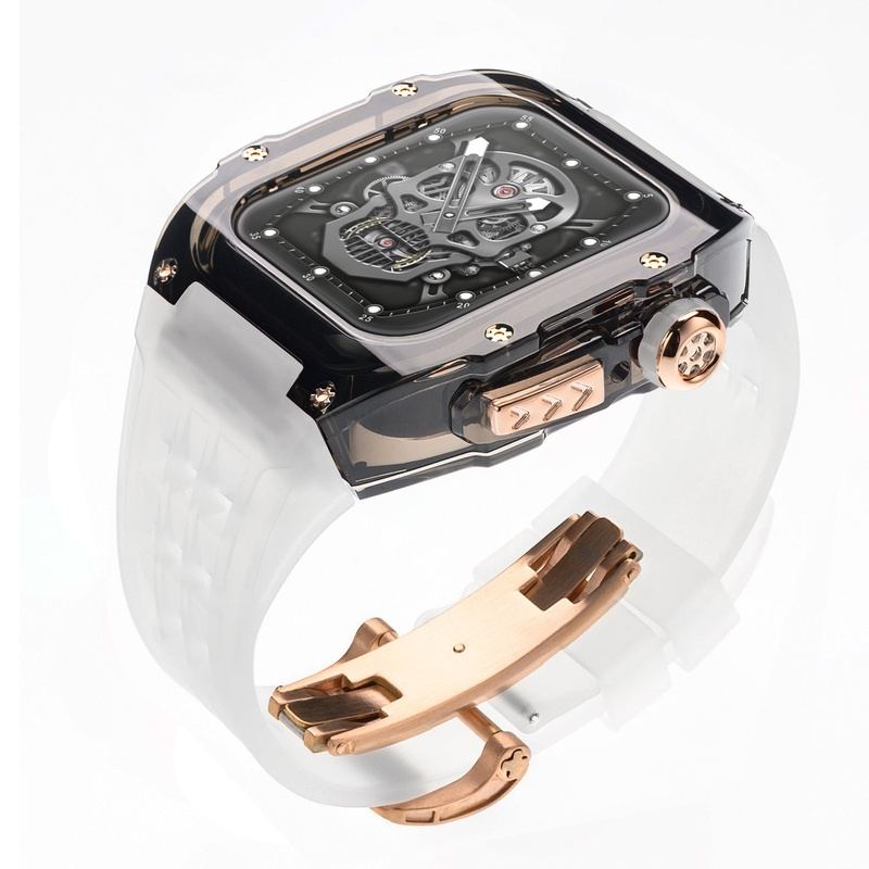 Estuche transparente modificado con cierre de mariposa para Apple Watch 