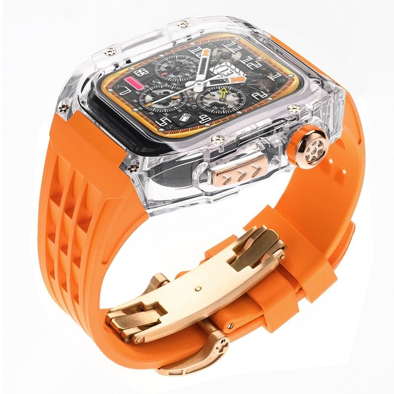 Estuche transparente modificado con cierre de mariposa para Apple Watch 