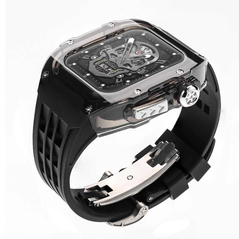 Estuche transparente modificado con cierre de mariposa para Apple Watch 