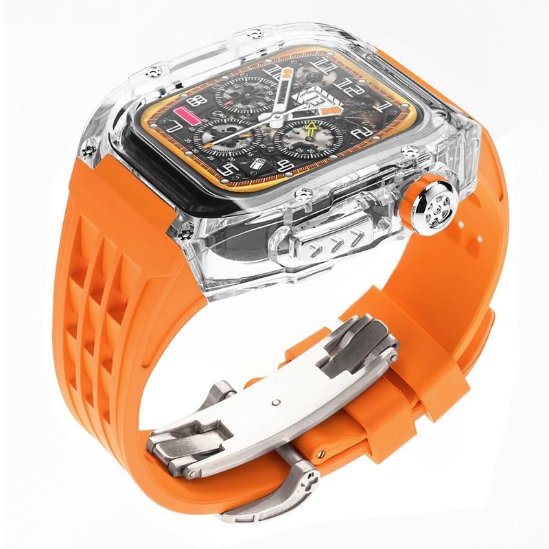 Estuche transparente modificado con cierre de mariposa para Apple Watch 